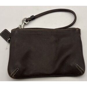 Coach Leather Wristlet Wallet Dark Brown‎ Zip Around 6x4 Classic